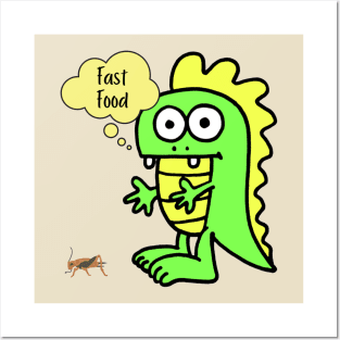 Reptile Fast Food - Cartoon Lizard Posters and Art